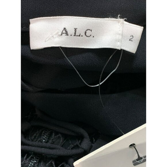 A.L.C. Black Marin Coquette Sheer Lace Plunge Peplum Top Size 2 NWT Tank - Picture 3 of 5